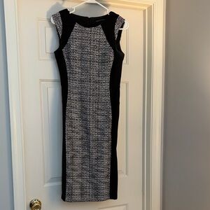 White House Black Market Black and Gray Midi Dress